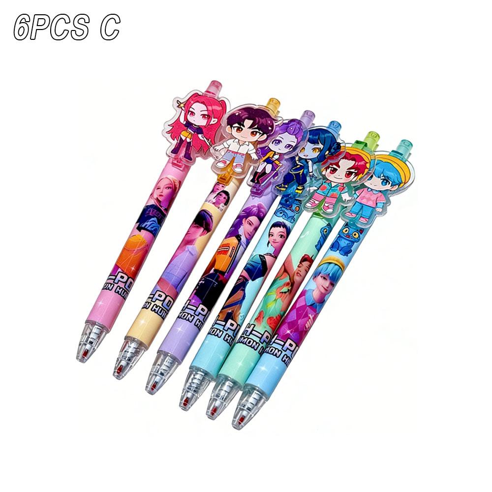 6/12 Stück KPop Dämonenjäger Schwarzer Tintenroller Schüler Schreib Zeichen Gelstift Anime Modell Schreibwaren Weihnachtsgeschenke 0,5 mm