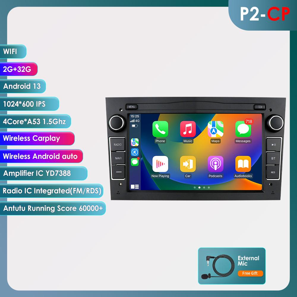 Android 2Din Autoradio Multimedia Video Player für Opel Astra HJ, Vectra, Vauxhall, Antara, Zafira, Corsa CD, Vivaro, Meriva, Veda GPS AutoRadio Carplay RDS 4Core 2GB 32GB Black schwarz