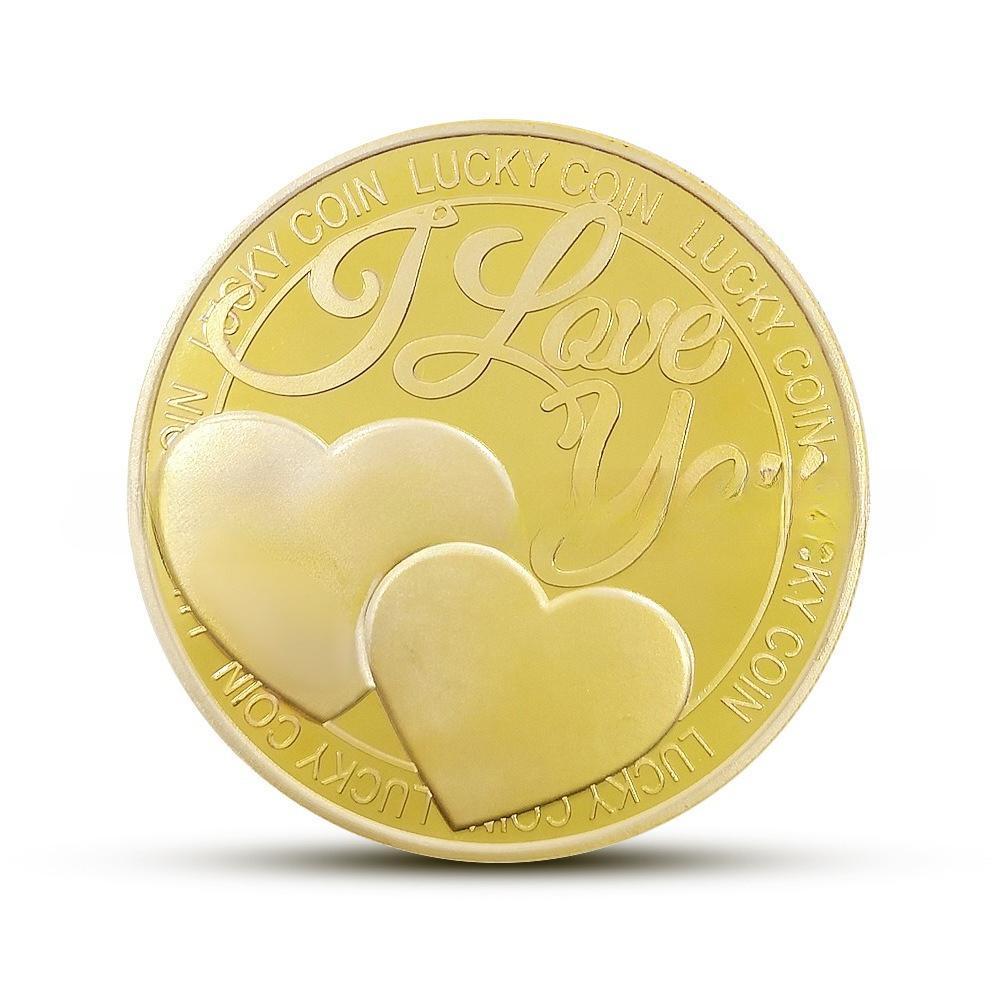 Souvenirs, Glück, antiker Stil, LIEBE, Münzen, Metallabzeichen, Gedenkmünzen, Valentinstagsgeschenke, Weihnachtsgeschenk, Nikolausgeschenke gold