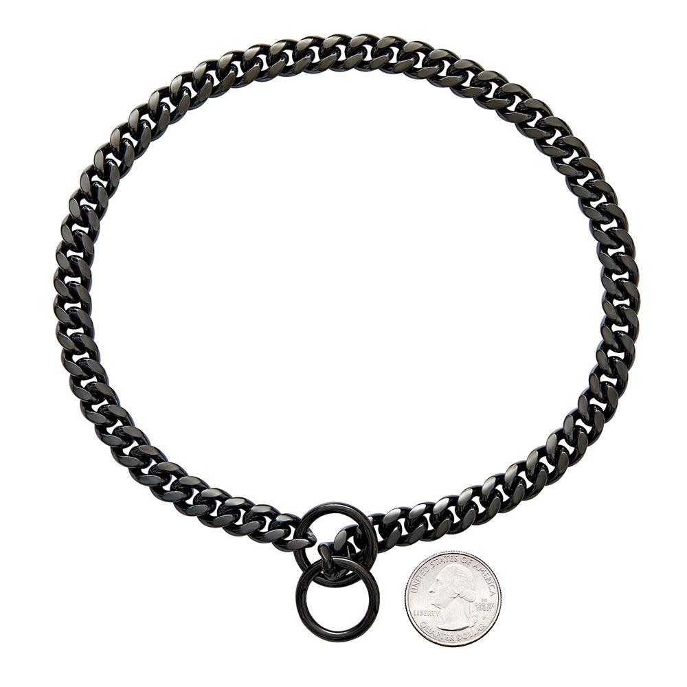 Hundehalsband aus 18 Karat Goldkette, 10 mm, kubanische Gliederkette, Edelstahl-Metallglieder, Trainingshalsband für kleine, mittelgroße und große Hunde 20inch (51cm) schwarz