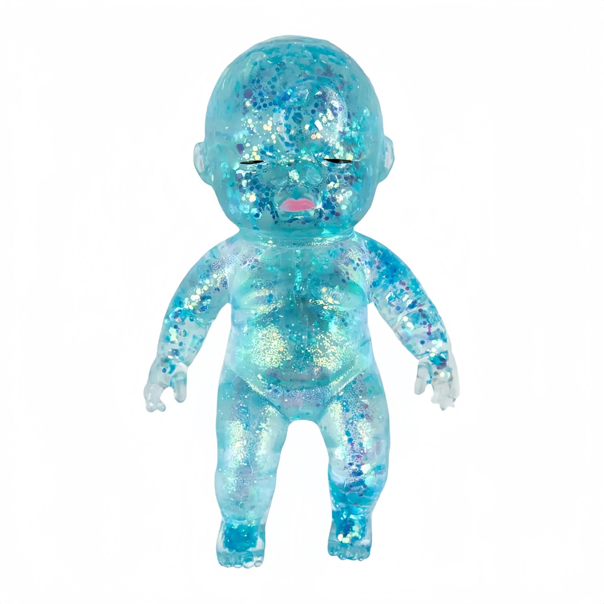 Jumbo Baby Squishy Spielzeug – Superweiches, langsam aufsteigendes Glitzer-Quetschspielzeug, Stressabbau, sensorisches Fidget-Spielzeug für Angstzustände, niedliches, dehnbares Sammlerstück blau