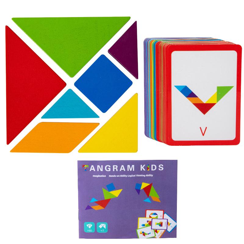 3D Holz Tangram Puzzles Brettspiele Kinder Montessori Lernspielzeug Kinder Kindergarten Geometrische Form Lehrmittel Y5265YY-