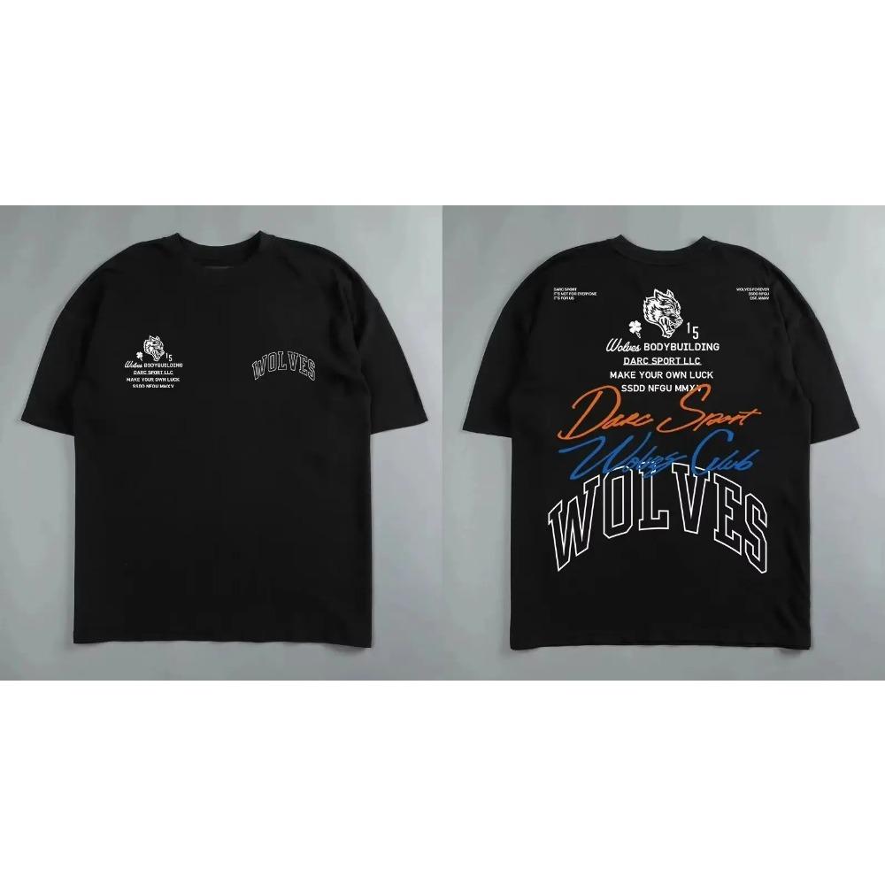 2025 Darc Sport Wolves T-Shirts Übergroßes Bodybuilding Fitnessstudio Herrenbekleidung Fugees Grafik Kurzarm Oberteil T-Shirts Darcsport T-Shirts M