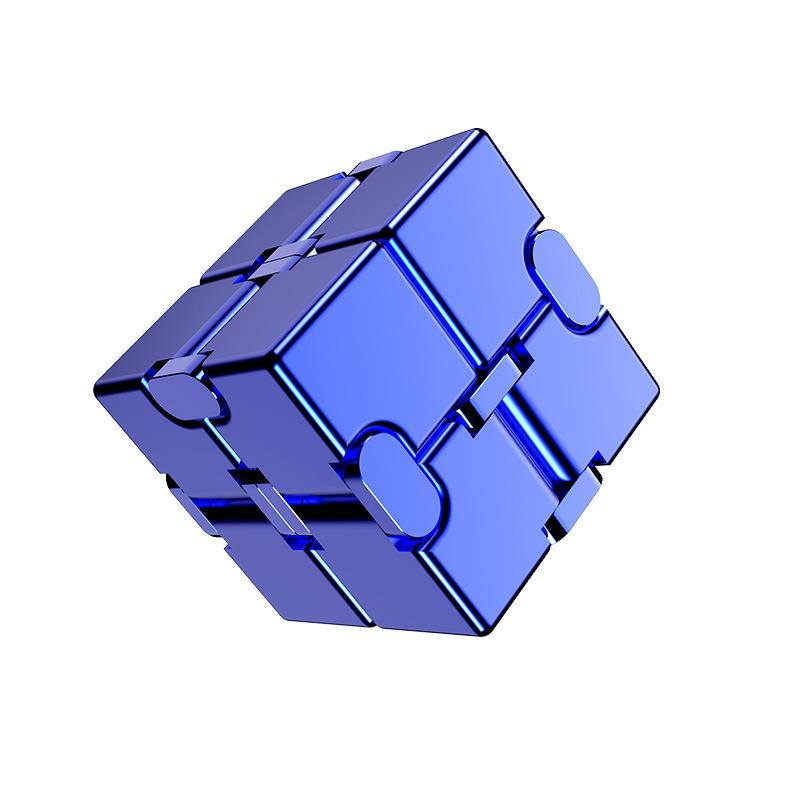 Fidget Infinity Cube Spielzeug, Aluminiumlegierung Metall Infinity Cube Gadgets Spielzeug für Erwachsene, Zauberwürfel zur Stress- und Angstlinderung 3.8*3.8*3.8cm blau