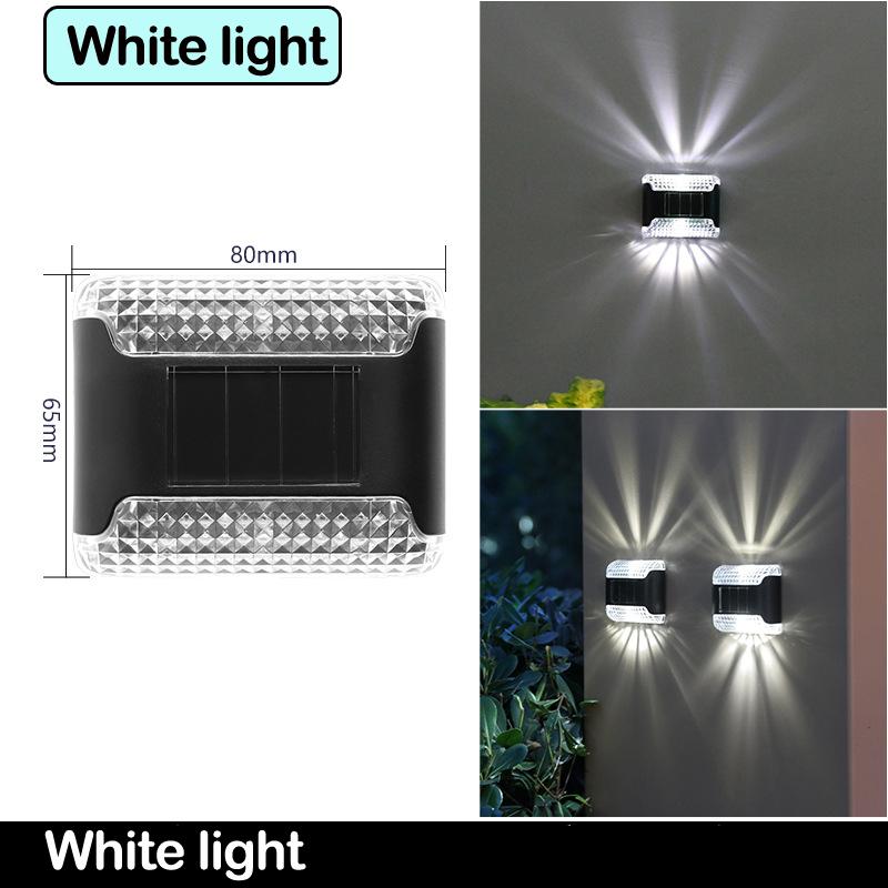Neue Solar 4LED Schatten Wand Lampe Outdoor Garten Hof Dekoration Haushalt Nacht Lampe Wasserdichte Obere und Untere Leuchtende Dekorative wand Lampe B (White)