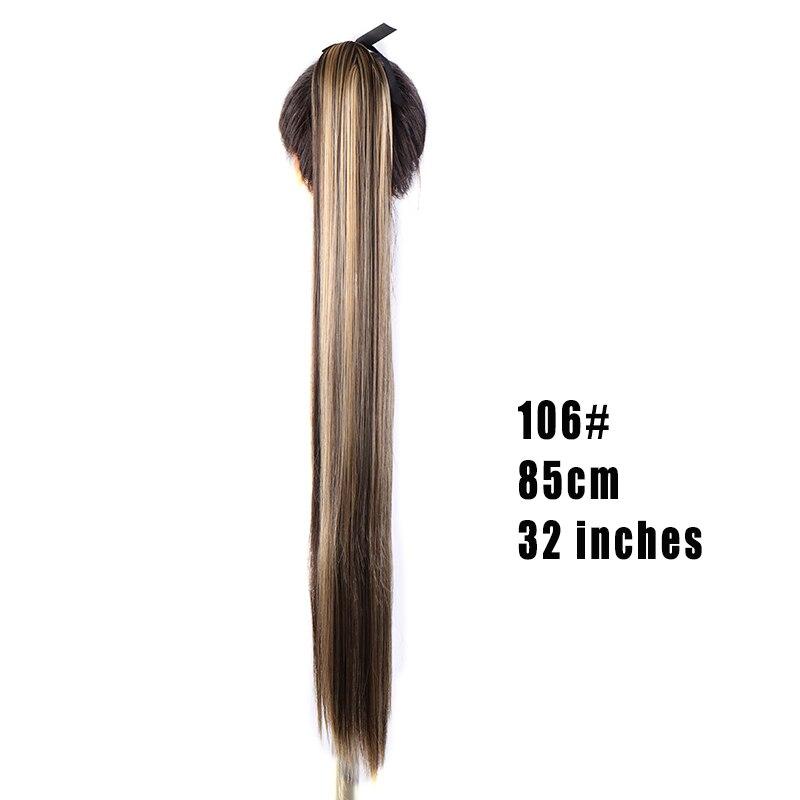 Damen Haarverlängerung Lange Gerade Pferdeschwanz Synthetische Perücke Pferdeschwanz Haarverlängerung Mit Hitzebeständiger Faser LUPU 80CM