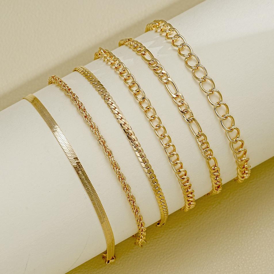 IF ME Schlichtes Armband-Set mit hohlem Herz, Schlangenknochen-Goldkette, Armbänder für Frauen, Schmuck-Accessoires 1