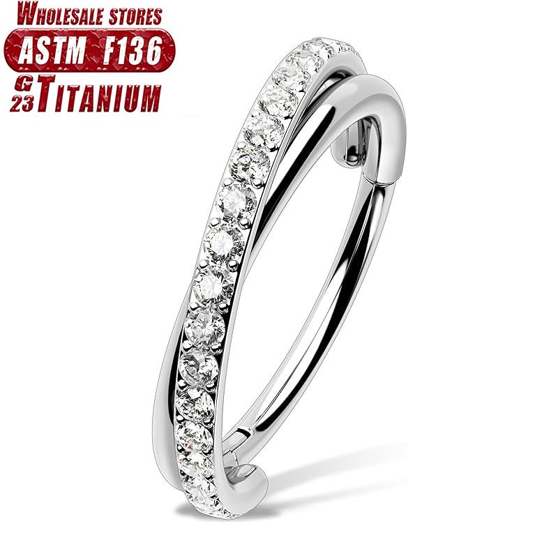 Implantatqualität G23 Titan 16G Clicker Creolen Ring CZ Huggie Ohrringe für Knorpel Septum Tragus Helix Piercing Körperschmuck 10mm&Earrings&Ears white