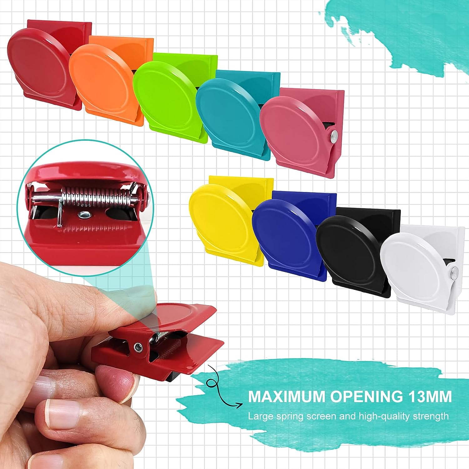 9 Stück Kühlschrank-Magnetklammern, starke Metall-Magnetklammern, Whiteboard-Magnetklammern, mehrfarbige Kühlschrank-Magnetklammern 9pcs