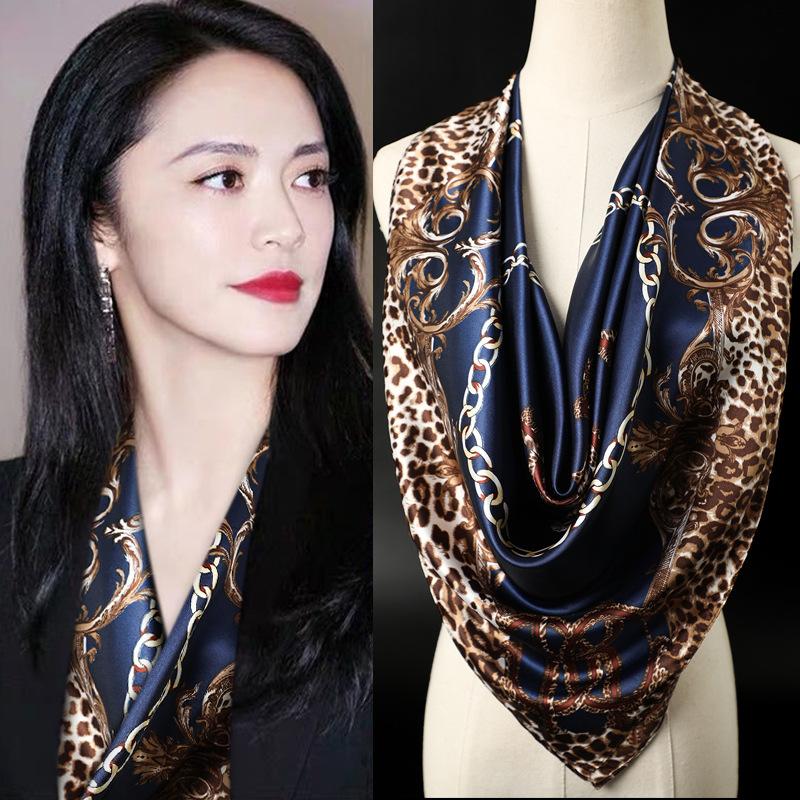 Mode Frauen Schals Quadrat Halstuch Hijab Schals 90*90cm navy blau