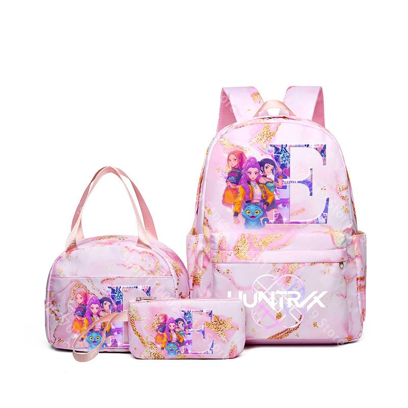 3tlg./Set KPop Dämonenjägerinnen Schultasche Lunchtasche Mäppchen Schüler Cartoon Rucksack Bento-Beutel Stifttaschen Schulbedarf Geschenk