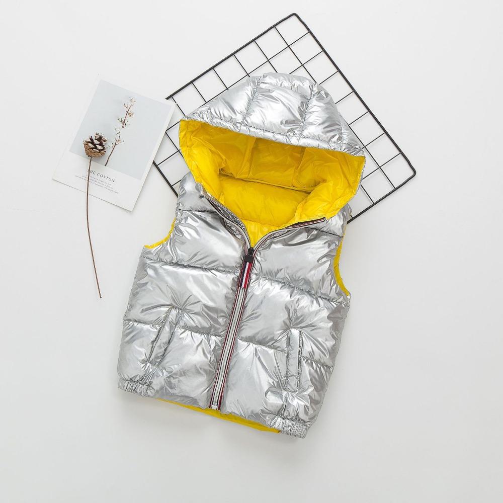 Baby Jungen Mädchen Weste Winddicht Wasserdicht Kapuze Kind Taillenmantel Kinder Oberbekleidung Wintermäntel Warm Baumwolle Kinderkleidung 100 silber