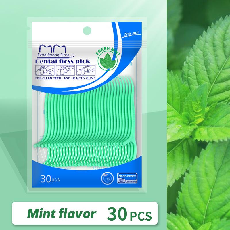 30 stücke Mint zahnseide stick home tragbare einweg pflege zahnseide stick, mundpflege tiefe reinigung Mint(30pcs)