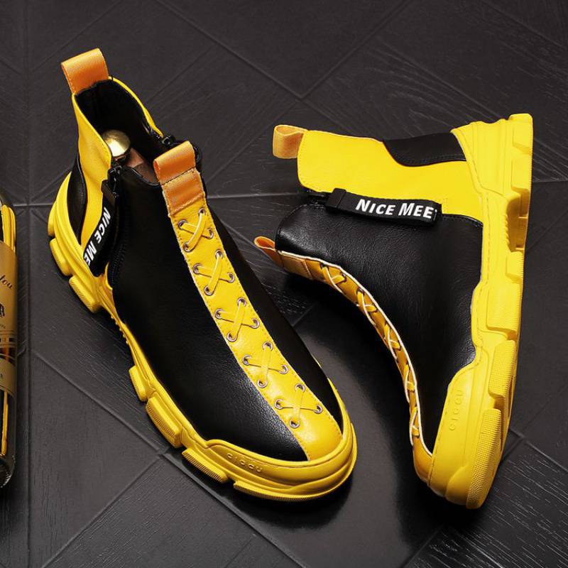 Mode Mode Neu Herren Designer High-Tops Reißverschluss Lässige flache Plateaustiefel Stiefelette Skateboard Schuhe Zapatos Hombre b2 42