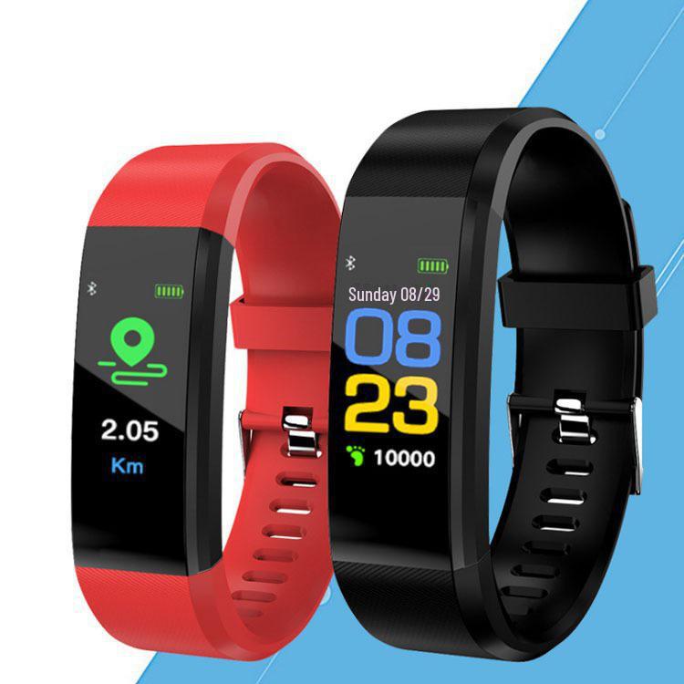 ID115 Plus Smartarmband mit Farbdisplay – Wasserdichter Sport-Schrittzähler mit Bluetooth-Synchronisierung, Herzfrequenz- und Blutdruckmessgerät violett