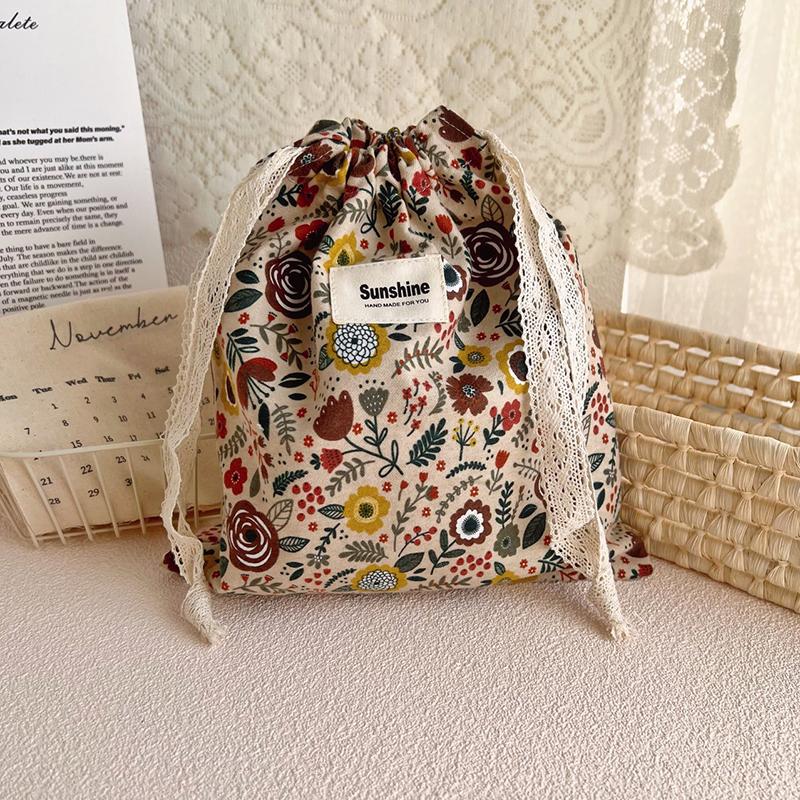Bedruckte Blumen-Mami-Tasche, Baby-Wickeltasche, Baumwollwindel, String-Tasche, Kinderwagen-Tragetasche, Reise-Outdoor-Windel-Aufbewahrungstasche