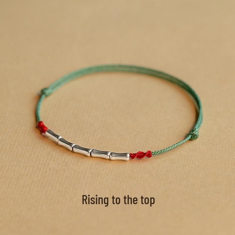 Geschenk zum Schulabschluss: S925 Silber Bambus Armband & Rotes Seil Fußkettchen für Paare S925 Silver