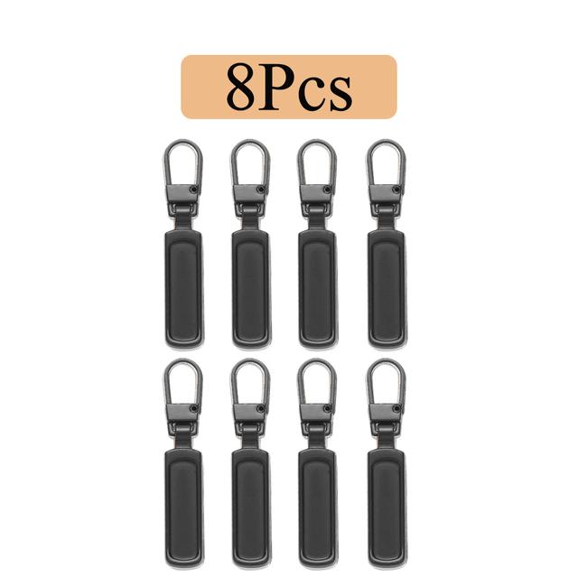 Abnehmbarer Reißverschluss-Abzieher, Ersatzlasche, Reißverschluss-Schieber, Kopf-Reparatur-Set für Koffer, Gepäck, Rucksäcke, Geldbörsen, Handtaschen, Mäntel 8PC schwarz
