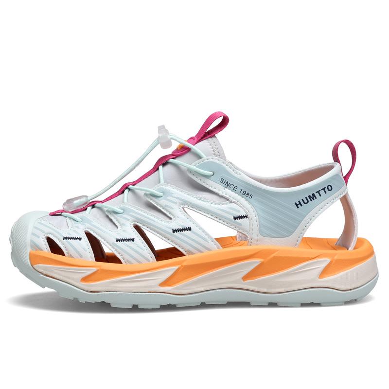 HUMTTO Schnelltrocknende Outdoor-Damen-Sandalen Atmungsaktive Sommer-Rutschfeste Strand-Sandalen für Damen Nicht-Leder Wasser Freizeit Damen-Sneakers 36 orange/blau