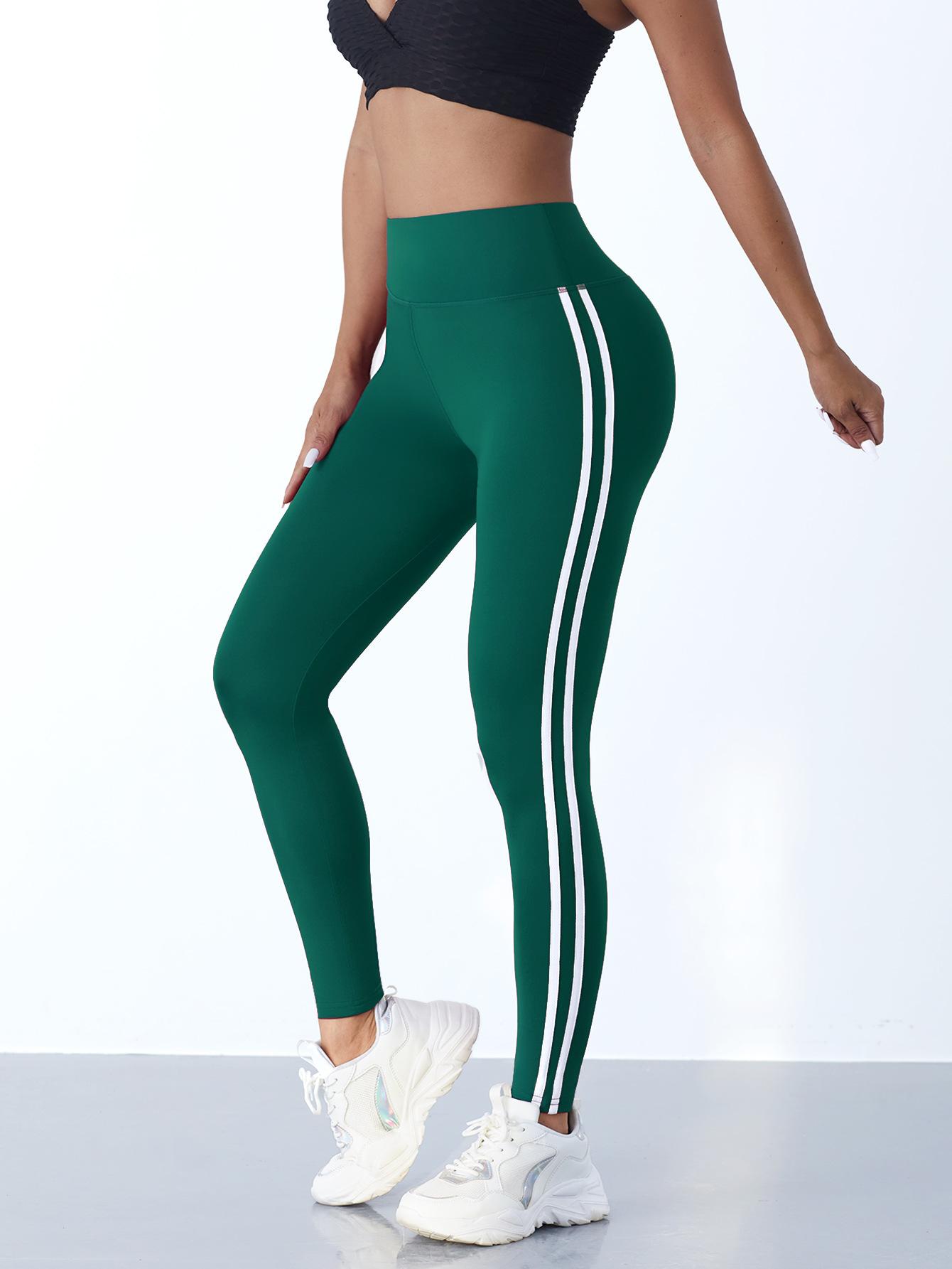 Yogahose für Damen, nahtlos, Kompressions-Workout-Leggings, Bauchkontrolle, hohe Taille, Lauf- und Sportkleidung für das Fitnessstudio L dunkelgrüne