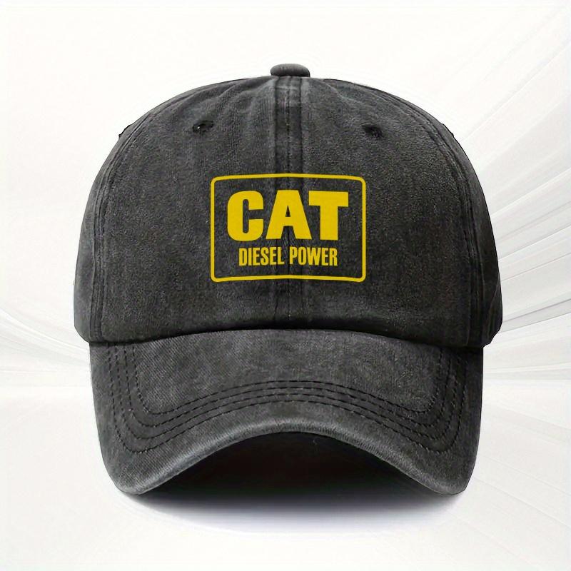 1 Stück CAT Diesel Power Verstellbare Baseballkappe Leichte Polyester Schwarz mit Gelbem CAT Diesel Power Aufdruck One Size