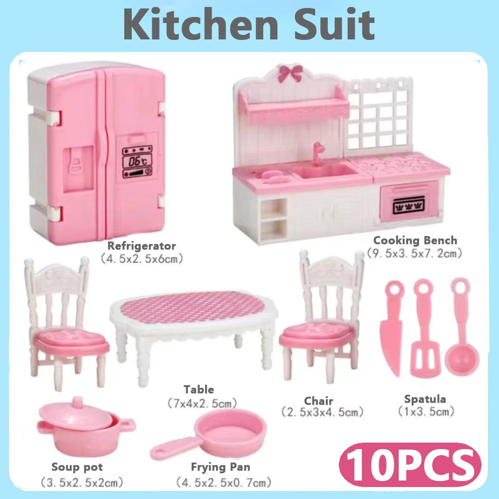 24 Stück Stil Braun Miniatur Puppenhausmöbel Zubehör Kinderspielzeug Niedlich Kawaii Rosa Küche Kochsachen Für Mädchen Geschenke white