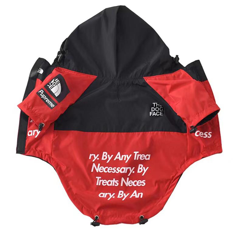 Wasserdichter Mantel für Hunde, Hundegesicht, Haustierkleidung, Outdoor-Jacke, Hunde-Regenmantel, reflektierende Kleidung für kleine, mittelgroße und große Hunde 5XL rot
