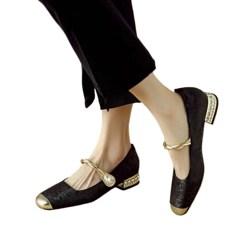 Schuhe Damen Mary Janes Damen High Heel Mode Kleid Pumps Damen Eckige Zehenpartie Print Niedriger Absatz Mischfarben Schuhe Damen 40 schwarz