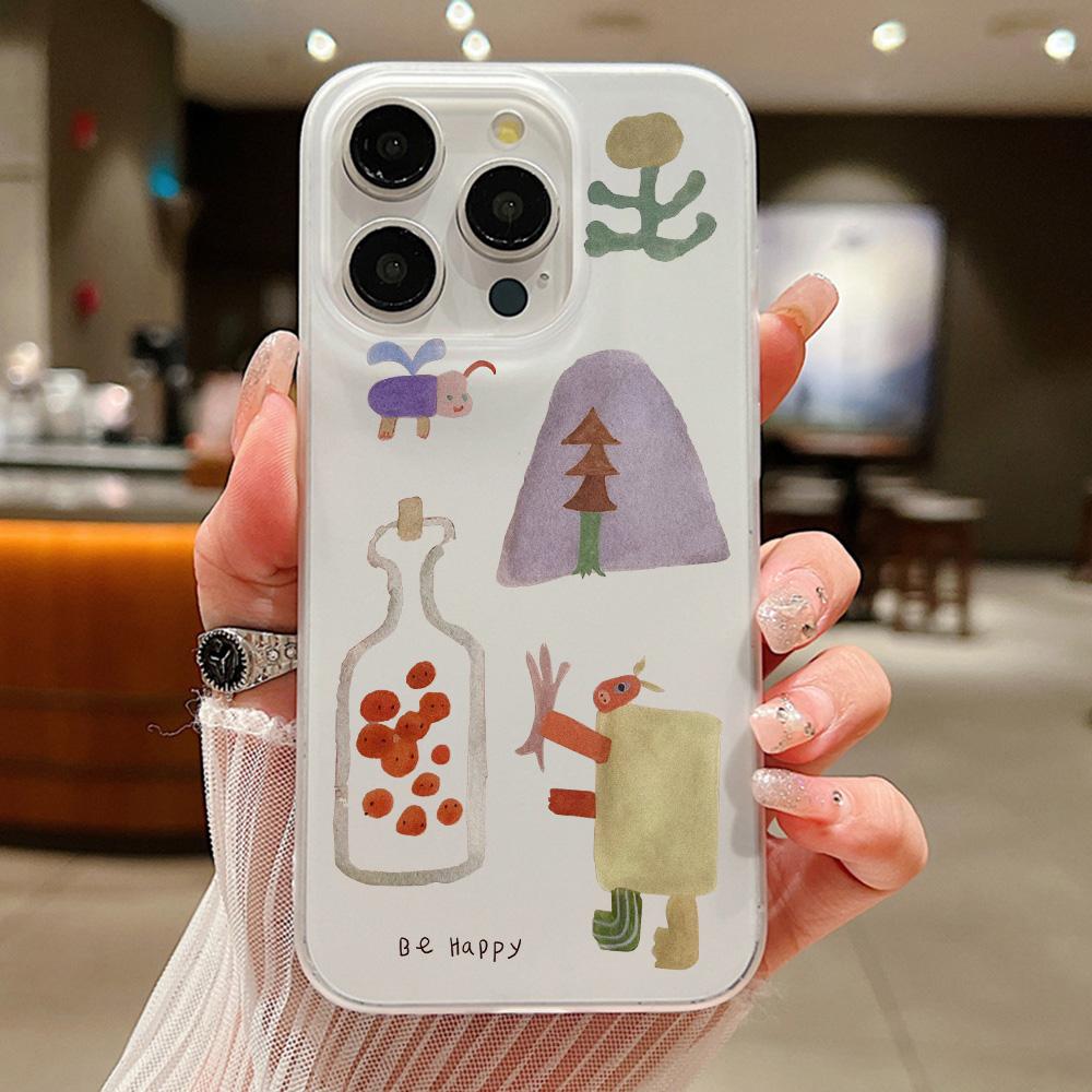 Niedliche Graffiti Handyhülle für iPhone 11 Hülle iPhone 12 13 14 15 16 Pro Max 15 Plus 12 13 Mini Stoßfest Matte Transparente Hülle For iPhone 14 Plus black