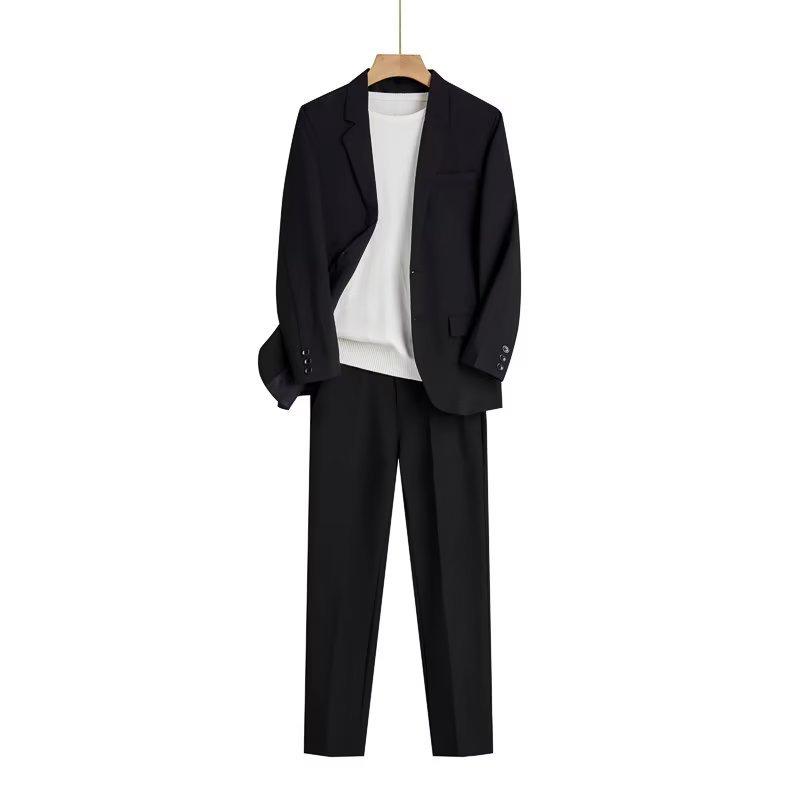Leichte Business-Casual-Anzüge für Herren im Frühling/Sommer – Stilvolle, locker sitzende Jacken XL schwarz