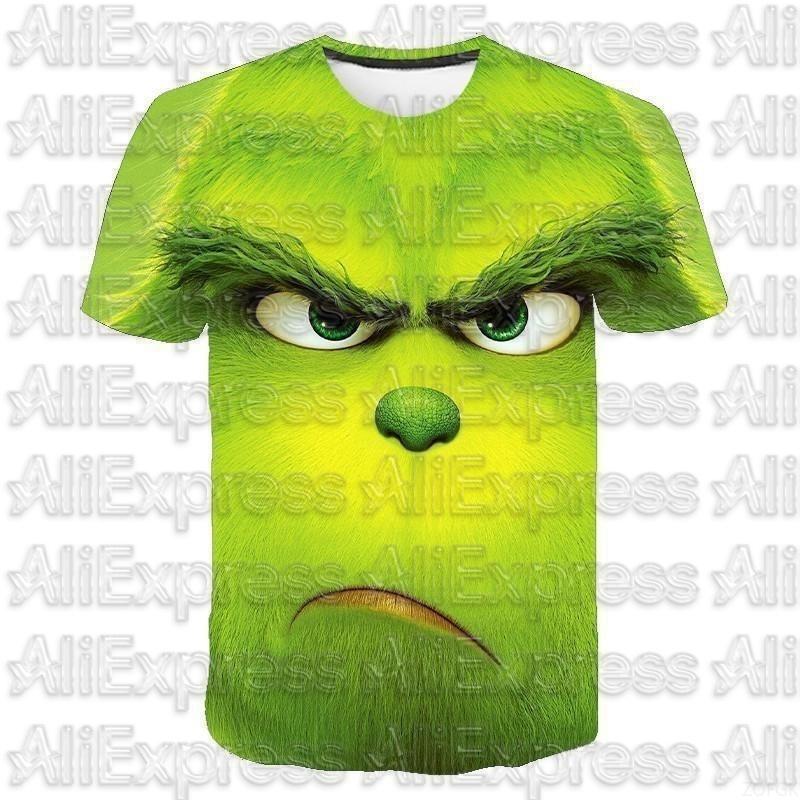 MOTO Cross Border Neu 2025 Weihnachten Cartoon Grünes Fellmonster 3D-Druck Herren T-Shirt Kurzärmelig Weihnachten Grinch XL yellow
