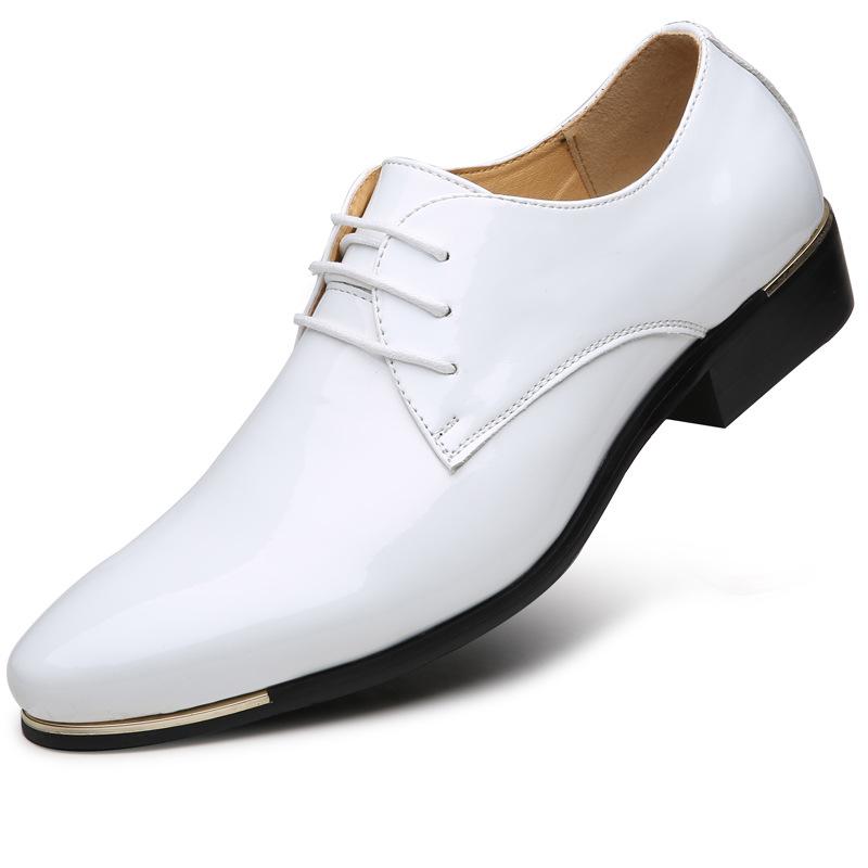 Herren Lederschuhe Lackleder Casual Business Schuhe Weiße formelle Lederschuhe Niedrige Absätze Herrenmode Business Lederschuhe 43 weiß