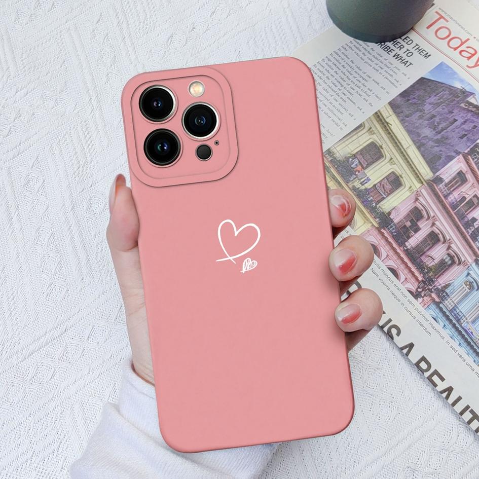 Für Apple iPhone 11 12 13 14 15 Pro Max X XS XR SE 6 7 8 Plus Fall zurück Abdeckung Mode Liebe Herz Flüssiges Silikon Paar Telefon Fällen Für iPhone Stoßstange iPhone 12