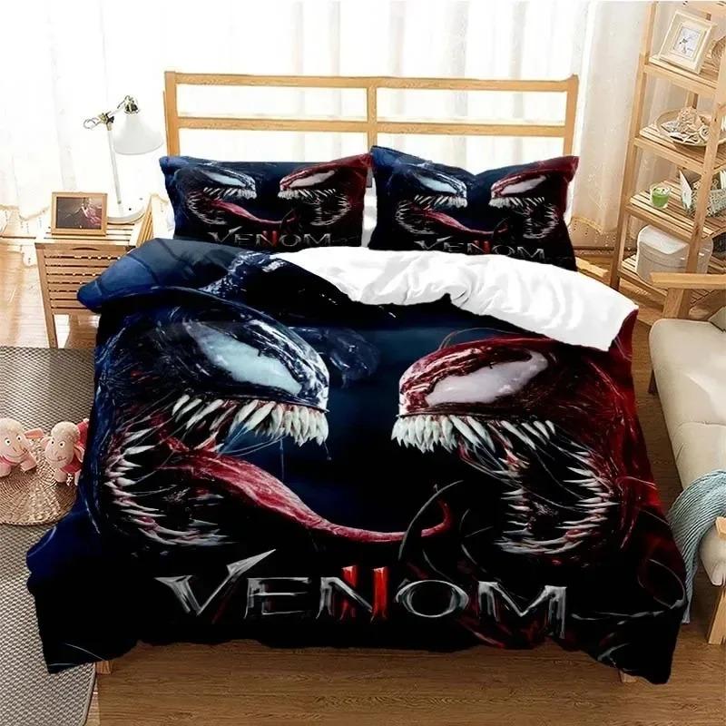 Venoms Bettwäsche-Set, Bettbezug, Bettset, Bettbezug, Kissenbezug, Bettdecke, Kingsize-Bett, Queensize-Bett, Jungen, Erwachsene US Queen 228x228cm