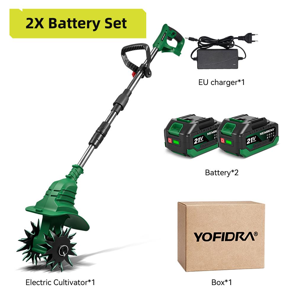 NEWBENY Elektrischer Bodenfräse Kultivator 1800W Garten Tragbar Rasentrimmer Bodenwendendes Elektrowerkzeug für Makita Akku-Pin 2 Battery-EU