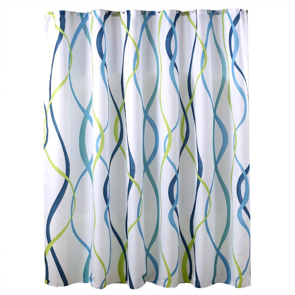 Polyester gestreiften Welle Malerei Dusche Bad Vorhang wasserdicht Bad Vorhang (S)