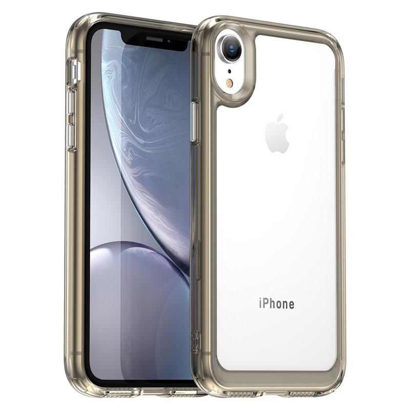 Für iPhone XR Hülle iPhone X XR XS Max Hülle Stoßfest Bunte Weiche Kante Silikon Transparent Bumper Für iPhone XR 6,1 Zoll For iPhone XS graue