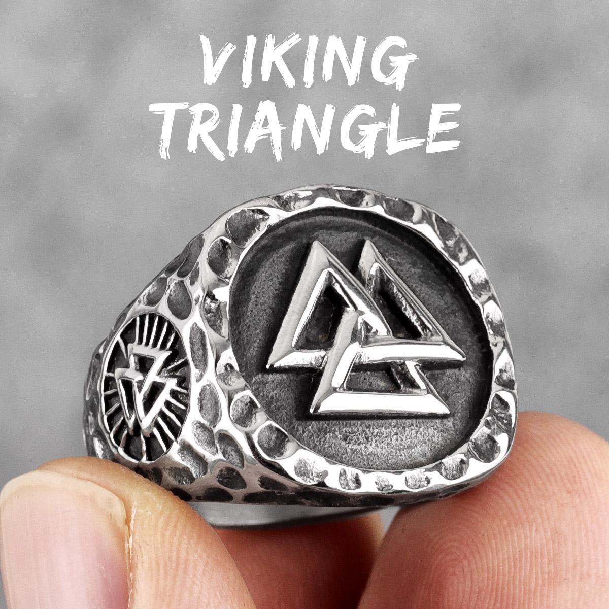Mythos Odin Dreieck Symbol Wikinger Edelstahl Herrenringe Vintage Schlicht für Männer Freund Schmuck Kreativität Geschenk 11 gray