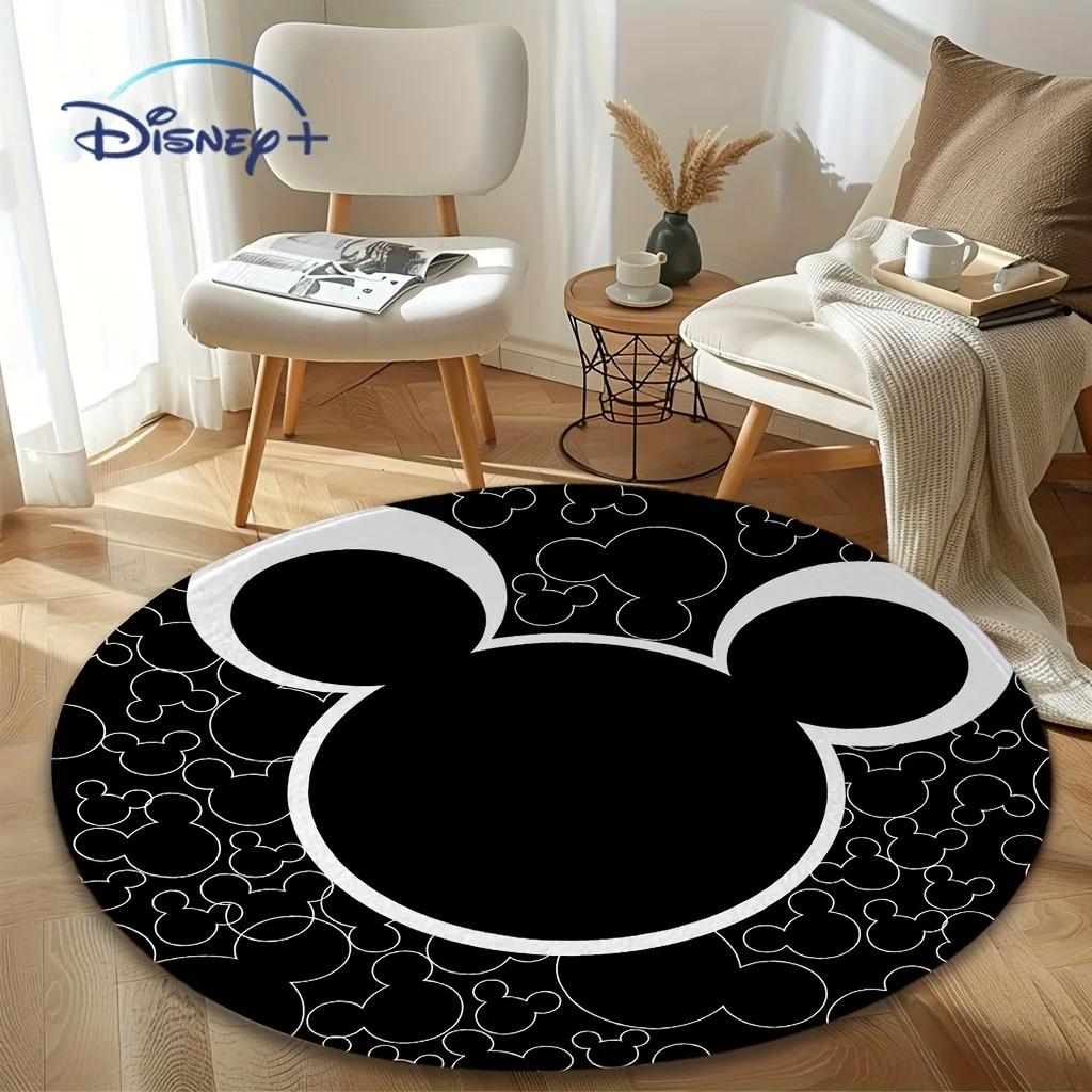 Disney Mickey Maus Blumig Rund Teppich Anti-Rutsch Ideal für Zuhause Schlafzimmer Innenbereich Heimteppich Verspielter Raumgegenstand Maus Dekoration 120X120CM