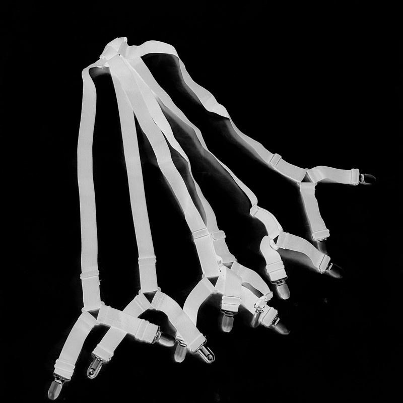 6-seitige Bettlaken-Schnalle, rutschfeste Riemen, Matratzen-Clip, elastischer Verschluss, Gürtelgreifer White