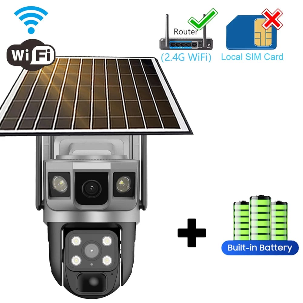12MP Outdoor Solar Kamera WIFI IP CCTV Video Überwachung Kameras 6K Smart Home Sicherheit Schutz 360 Monitor PIR Menschlichen Erkennen WiFi Cam