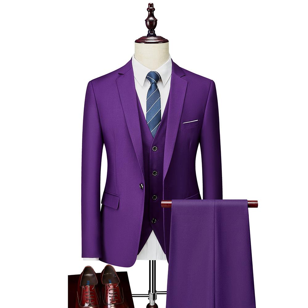 Dreiteiliger Business-Freizeitanzug für Herren, Hochzeitsanzug, Herrenbekleidung, stilvolle Anzüge und Blazer XXXXL violett