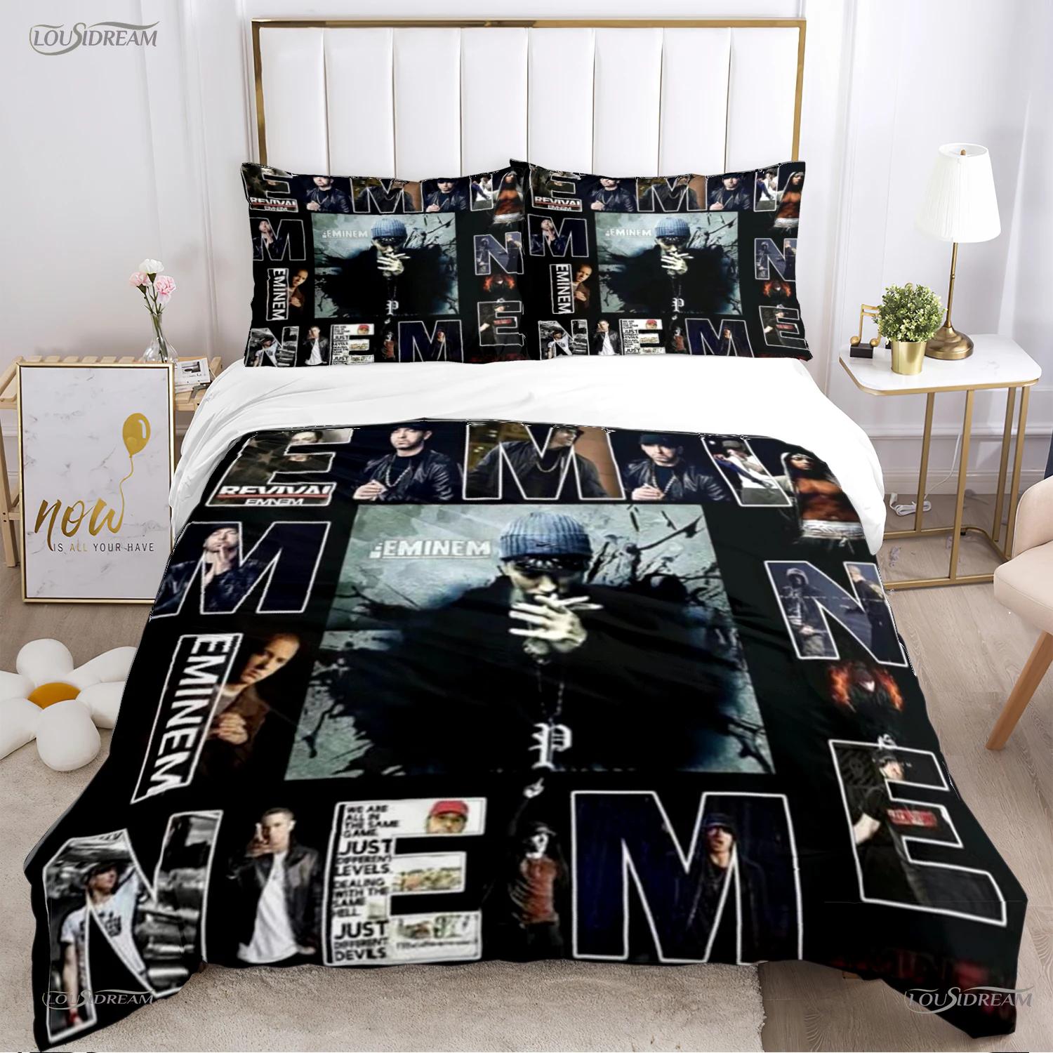 Casal Eminem Musik Ganzjahres Bettbezug Bettdecke Bettwäsche Sets Weiche Steppdecke und Kissenbezüge Jungen Einzel-/Doppel-/Queen-/King-Größe AU Single 145x210cm