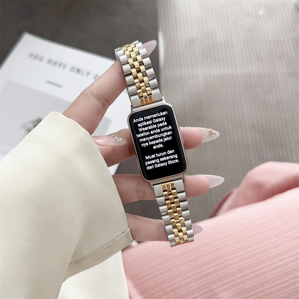 Armband für Huawei Watch Fit 3, Edelstahlarmband, Luxus-Metallband, Armband für Huawei Fit 3, Zubehör For Huawei Watch Fit 3 gold/silber