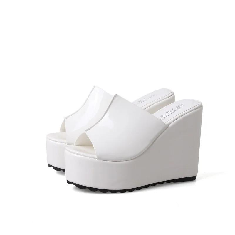 Modische Plateau-Hausschuhe, Damenmode, Schuhe, einfarbig, Keilsandalen, Designer-Party-Sandalen, Frau, lässig, bequem, Sommerschuhe 39 weiß