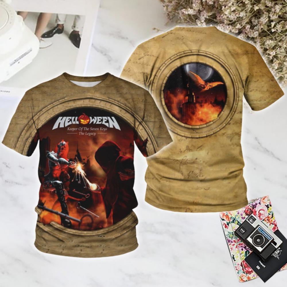 Classic Rock Helloween T-Shirts Herren 3D-Druck Männer Frauen Hip Hop Trend Kurzarm T-Shirt Street Locker Lässig Übergroße Y2k Oberteile XL black