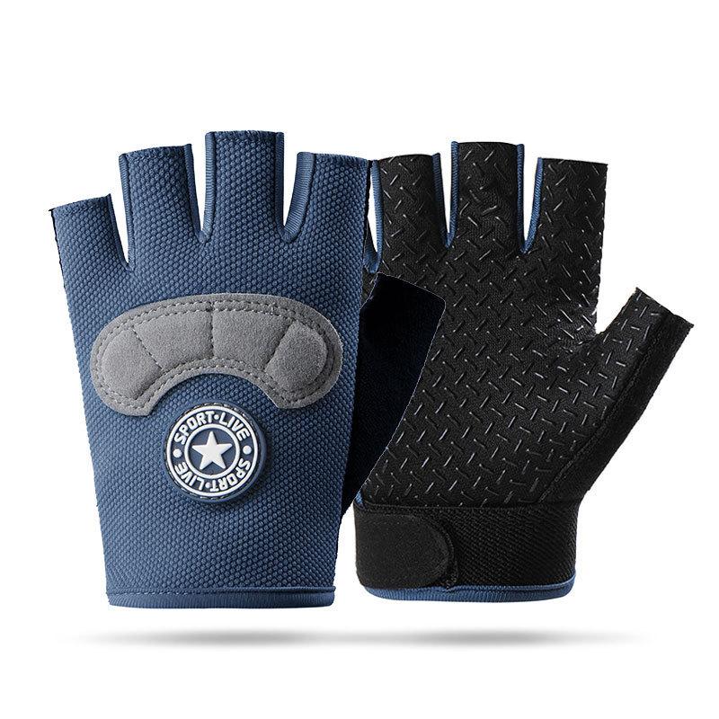 Kinder Halbfinger Herren und Damen Frühling und Sommer Outdoor-Sport Handschuhe Reiten Rutschfest Atmungsaktiv Schüler Reiten und Spielen Dünne Handschuhe L gray