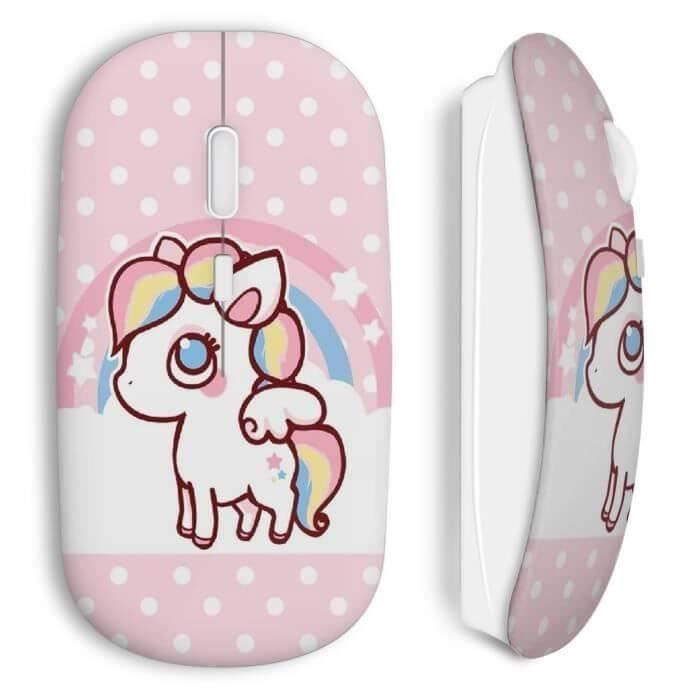 Kabellose Maus - Niedliches Einhorn - Rosa Einhorn - USB Wi-Fi - Kompatibel mit Mac und PC - Süßes Design