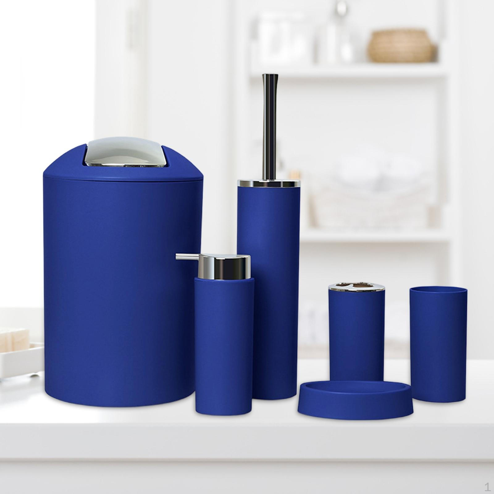 6-teiliges Badezimmerzubehör-Set Zubehör Leicht zu reinigen Haus Wohnung Nutzung Seifenschale Dark Blue
