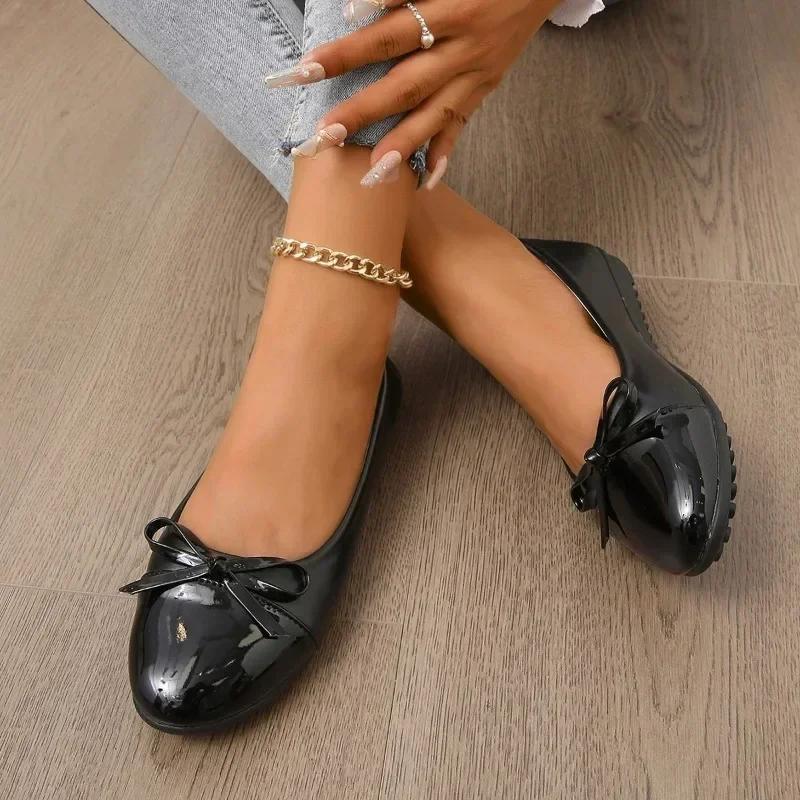 Bogen Design Frauen Wohnungen Frühling Frauen Schuhe Flacher Mund Loafers Designer Oxford Schuhe Neue Mode Casual Ballett Weiche Sohle Schuhe 43
